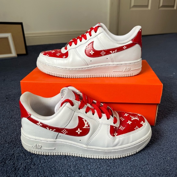 Custom red LV Nike Air Force 1s - Picture 3 of 4
